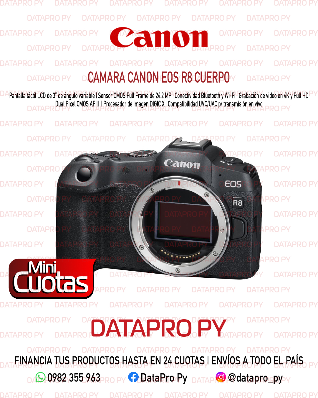 Cámara Canon EOS R8 Cuerpo Cámara Canon EOS R8 Cuerpo
